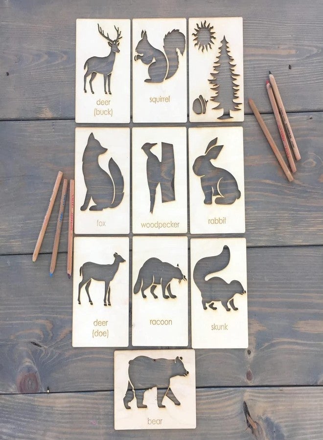 Haoser Animal Stencil Set // Animal Stencils Educational Wood Handwriting Stencil Set // Easy-to-Use Writing Guide for Kids & Montessori Stencils Set - Image 3